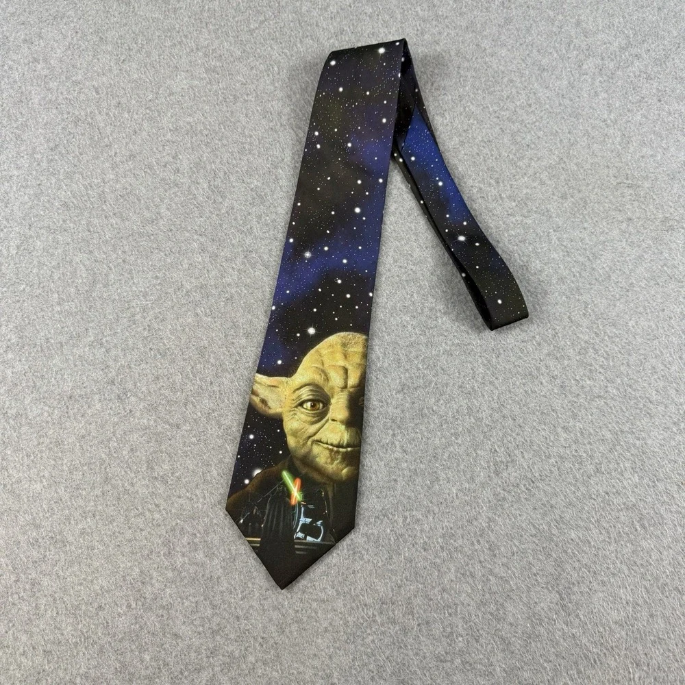 Vintage 1995 Ralph Marlin Star Wars Yoda Necktie Lucasfilm USA Tie 57x3.75